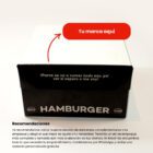 Caja para hamburguesa en combo K16, modelo 1, diseñada para empaques ecológicos.