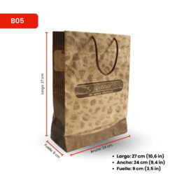 Bolsa B05 de papel kraft diseñada para empaques sostenibles y versátiles.