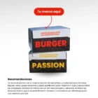 Caja para hamburguesas K08 de Burguer Master personalizada con tu marca, perfecta para empaques Medellín.